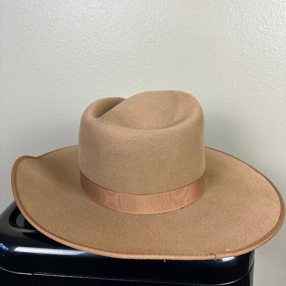 Lack Of Color Wide Brim Felt Fedora in Camel display picture 2